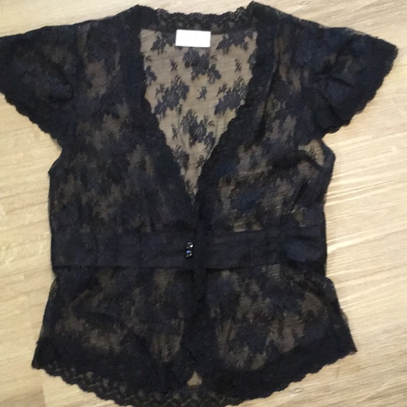 213  Black Lace Vest/ top - Picture 2 of 7